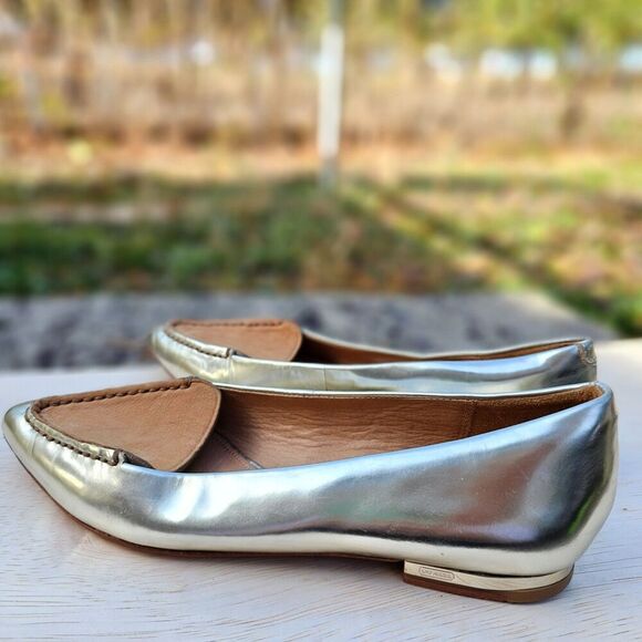 COACH  Walsh Metallic Silver Shoes Flats Loafers Rare Comfy Size 5 B, Pre-owned - Picture 4 of 9